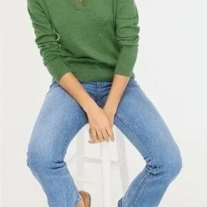 J. Crew Green V-Neck Women's Sweater